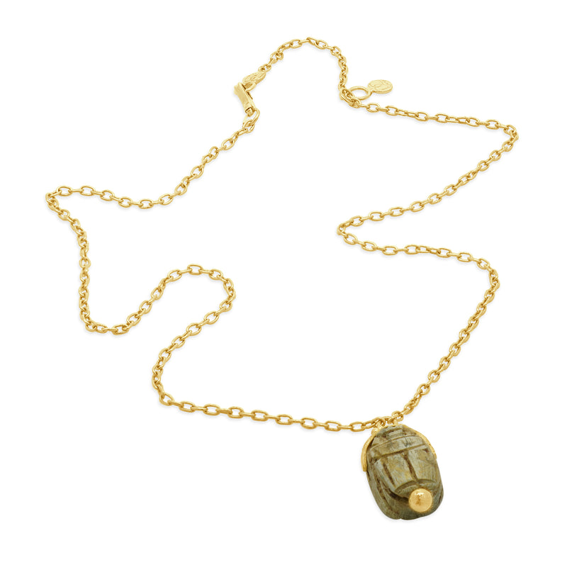 Gurhan 24 Karat Yellow Gold Scarab Egyptian Revival Necklace