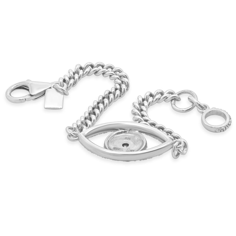 Sheryl Lowe Sterling Silver CZ and Synthetic Sapphire Evil Eye Bracelet