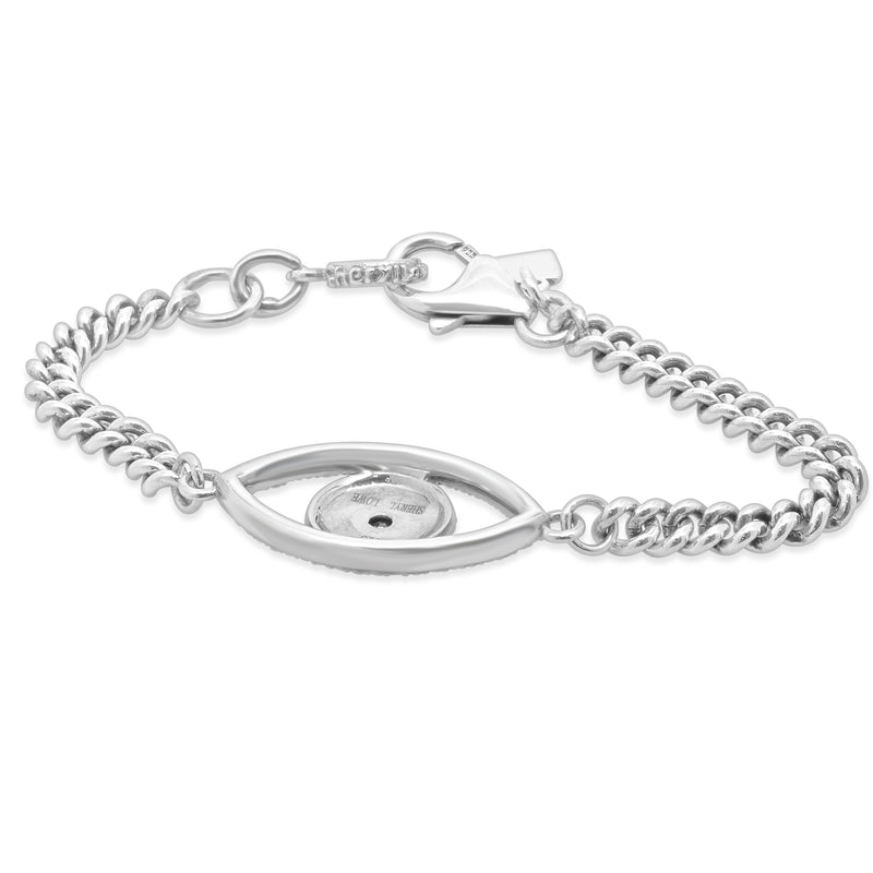 Sheryl Lowe Sterling Silver CZ and Synthetic Sapphire Evil Eye Bracelet