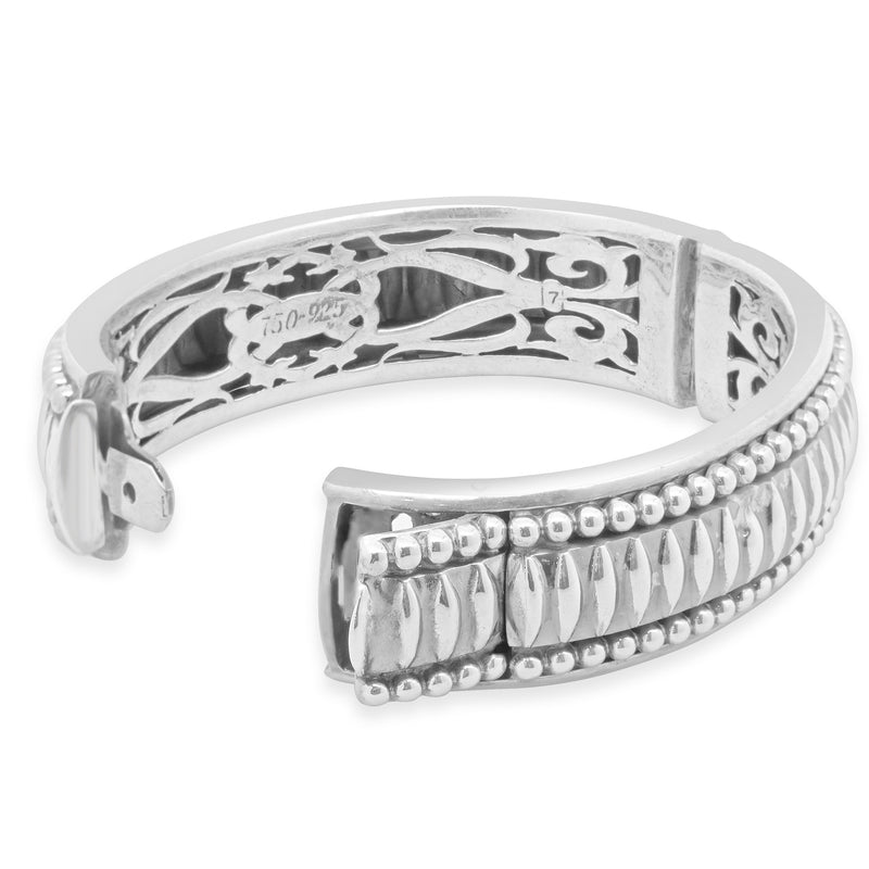 Lagos 18 Karat Yellow Gold and Sterling Silver Gold Caviar Bangle Bracelet
