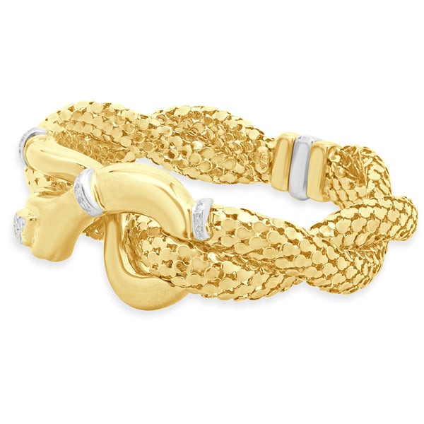H.W. Burdick Co. 14 Karat Yellow Gold Diamond and Gold Snake Bracelet