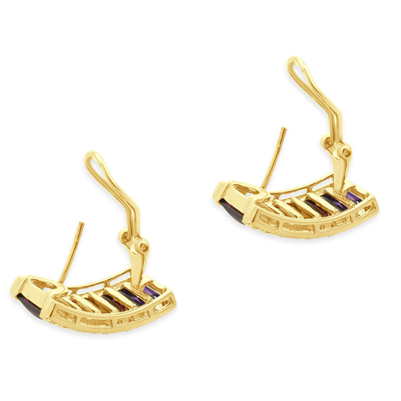 LeVian 14 Karat Yellow Gold Multi Colored Gemstone and Diamond Earrings