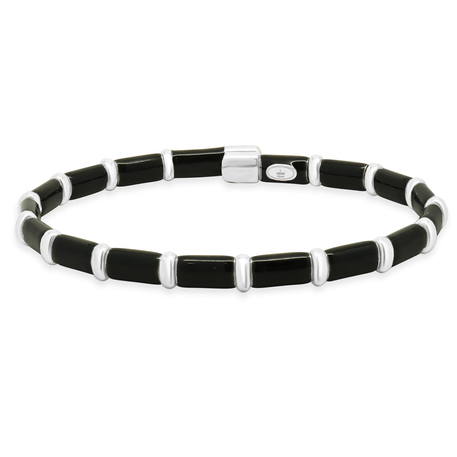 Henderson Legacy 18K White Gold, Sterling Silver, Black Enamel