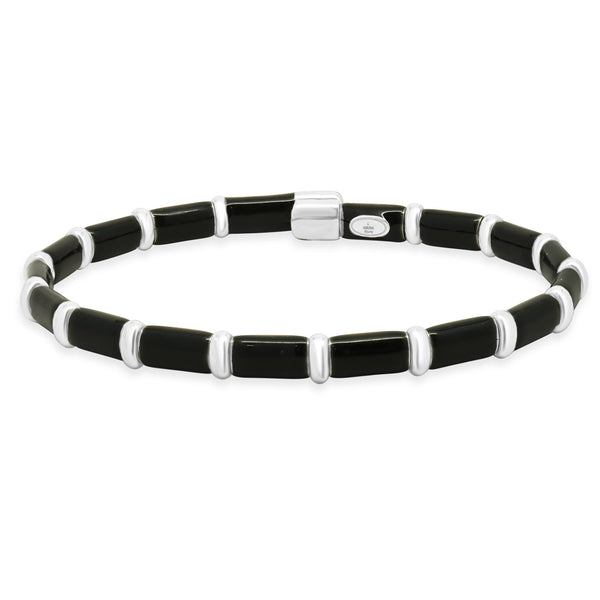 Henderson Legacy 18K White Gold, Sterling Silver, Black Enamel