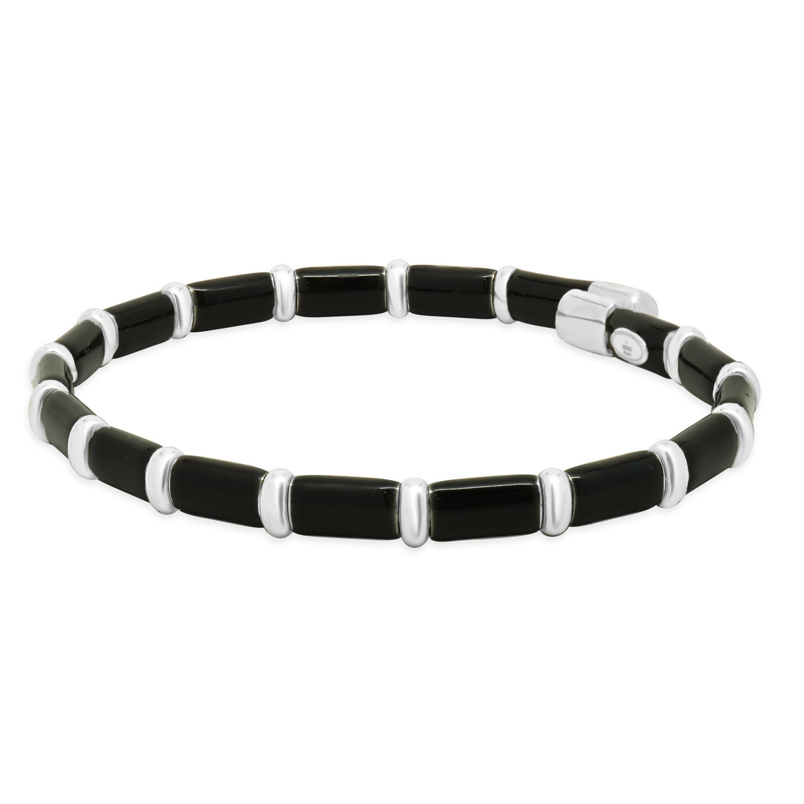 Henderson Legacy 18K White Gold, Sterling Silver, Black Enamel