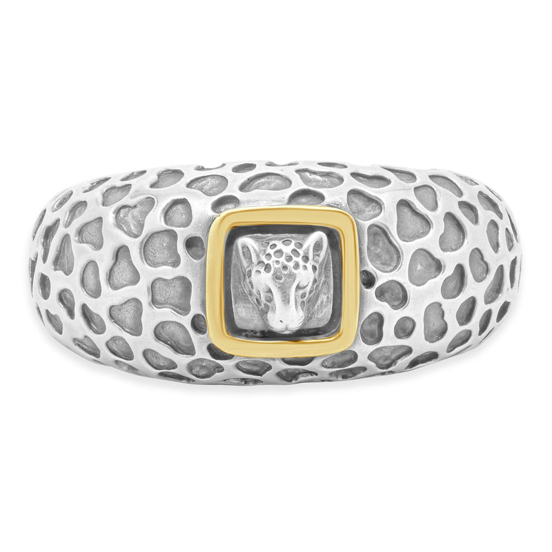 Dian Malouf SS/14 Karat Two Tone Leopard Textured Cuff Bracelet