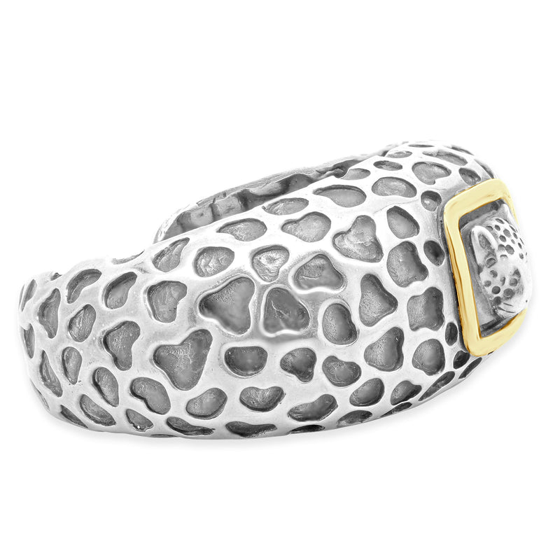 Dian Malouf SS/14 Karat Two Tone Leopard Textured Cuff Bracelet