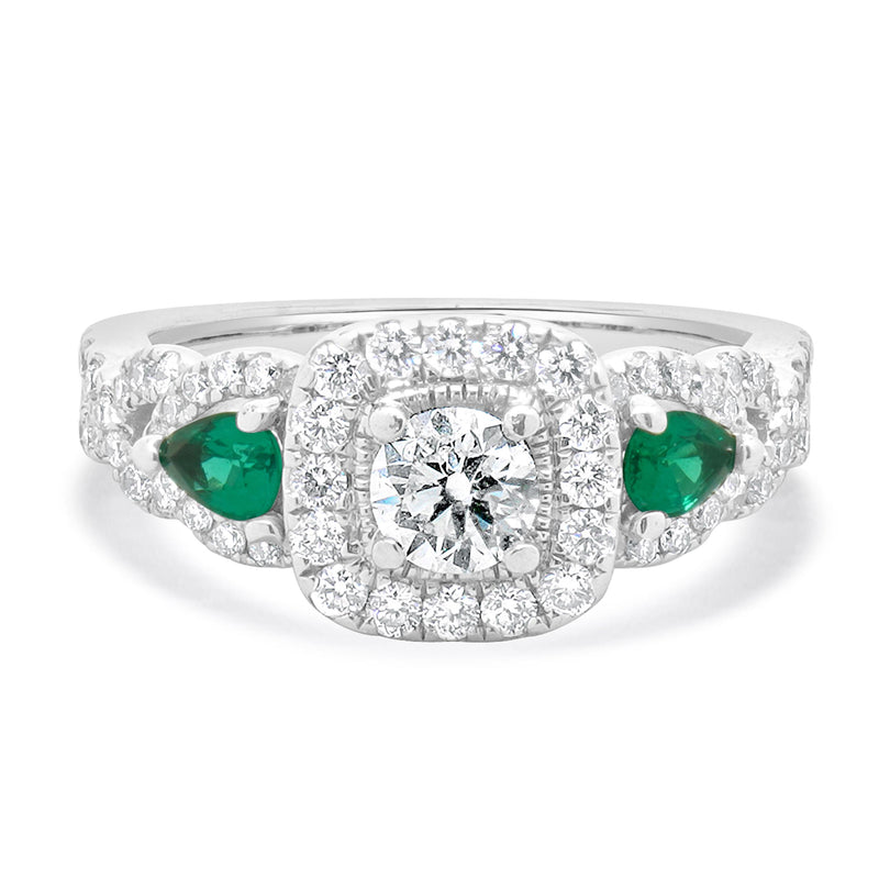 Vera Wang 14 Karat White Gold Three Stone Diamond Engagement Ring