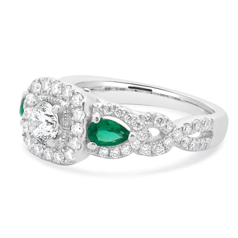 Vera Wang 14 Karat White Gold Three Stone Diamond Engagement Ring