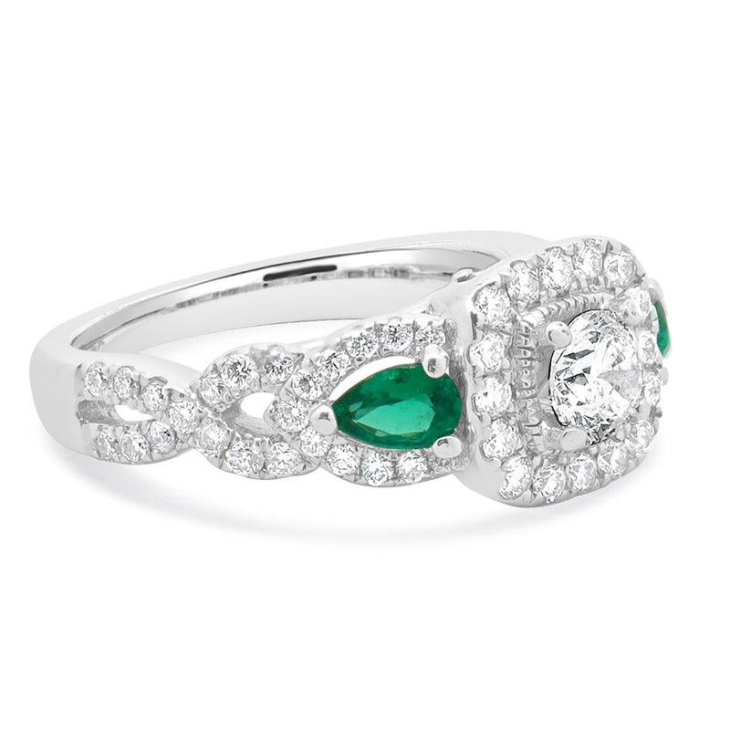 Vera Wang 14 Karat White Gold Three Stone Diamond Engagement Ring
