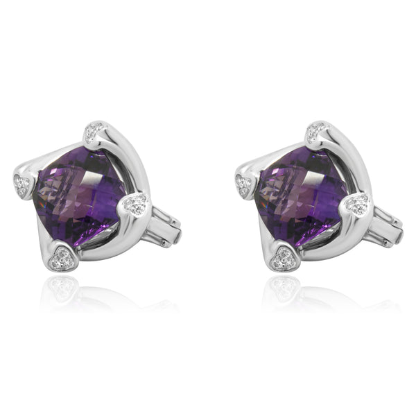 Spark 18 Karat White Gold Amethyst and Diamond Twist Earrings