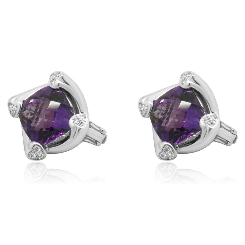 Spark 18 Karat White Gold Amethyst and Diamond Twist Earrings