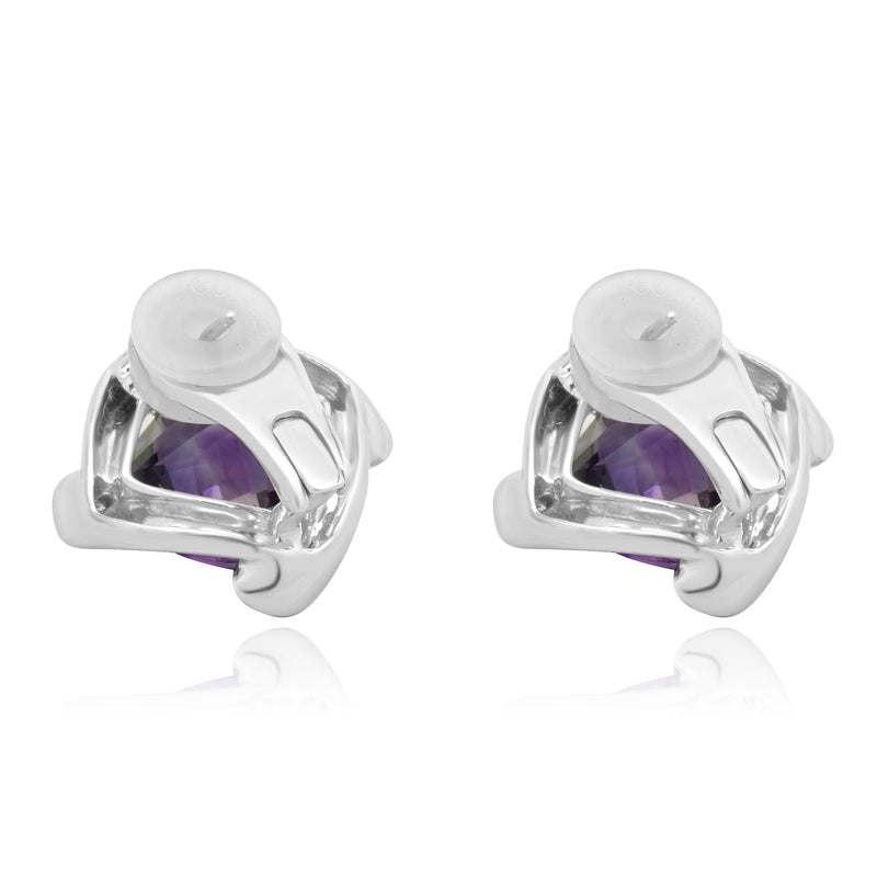 Spark 18 Karat White Gold Amethyst and Diamond Twist Earrings