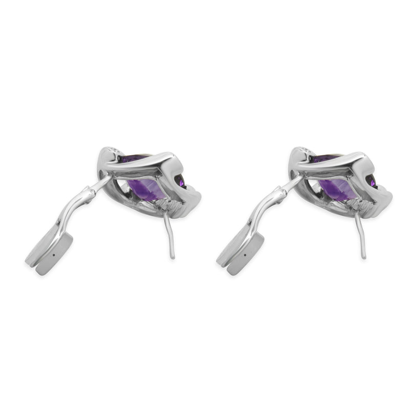 Spark 18 Karat White Gold Amethyst and Diamond Twist Earrings