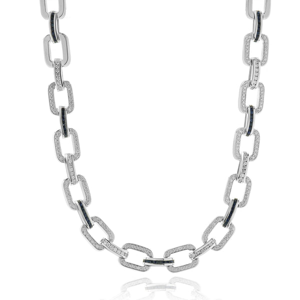 Gauthier 14 Karat White Gold Sapphire and Diamond Link Collar Necklace