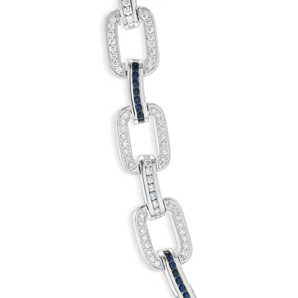 Gauthier 14 Karat White Gold Sapphire and Diamond Link Collar Necklace