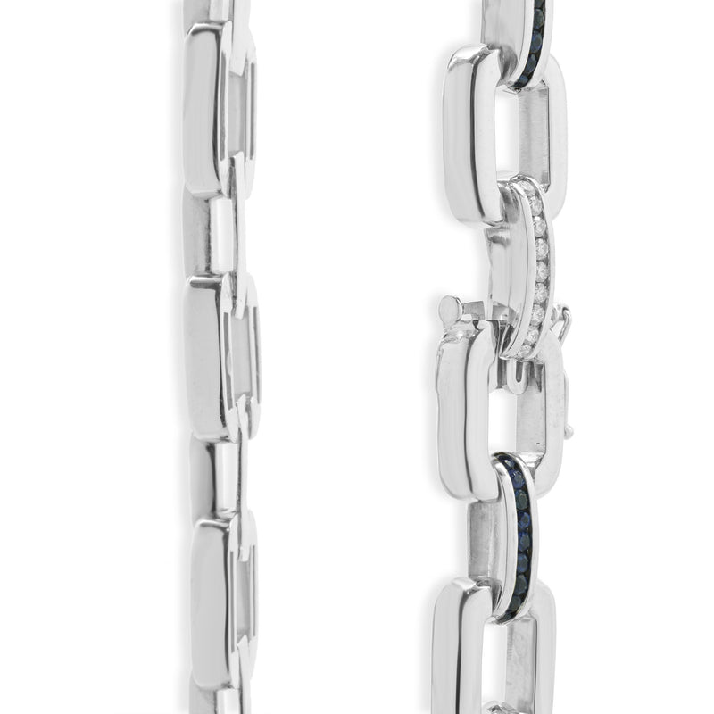 Gauthier 14 Karat White Gold Sapphire and Diamond Link Collar Necklace