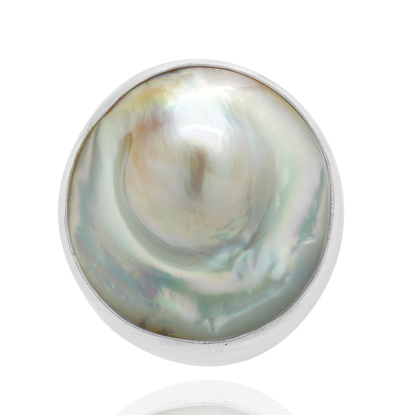 Stephen Dweck Sterling Silver Blister Pearl Disc Earrings