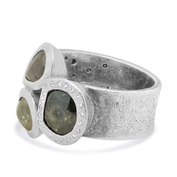 Todd Reed Palladium Fancy Cut Multi Colored Diamond Ring