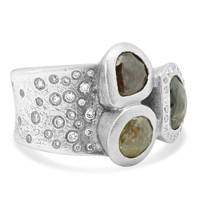 Todd Reed Palladium Fancy Cut Multi Colored Diamond Ring