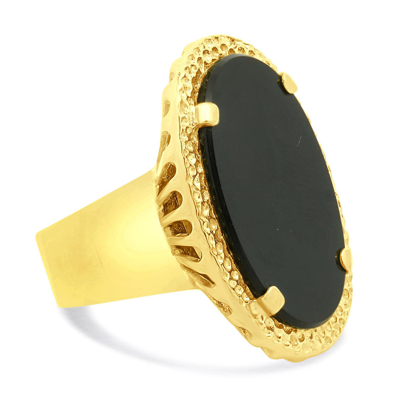 Corletto 18 Karat Yellow Gold Black Onyx Ring