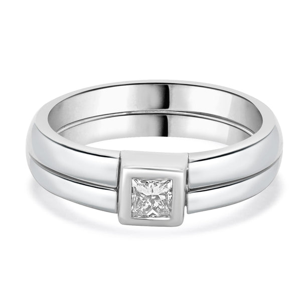 Takohl 14 Karat White Gold Princess Cut Diamond Ring