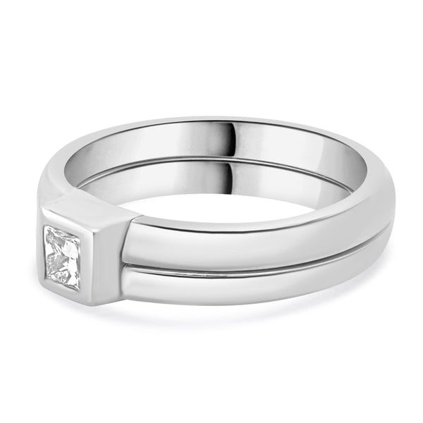 Takohl 14 Karat White Gold Princess Cut Diamond Ring