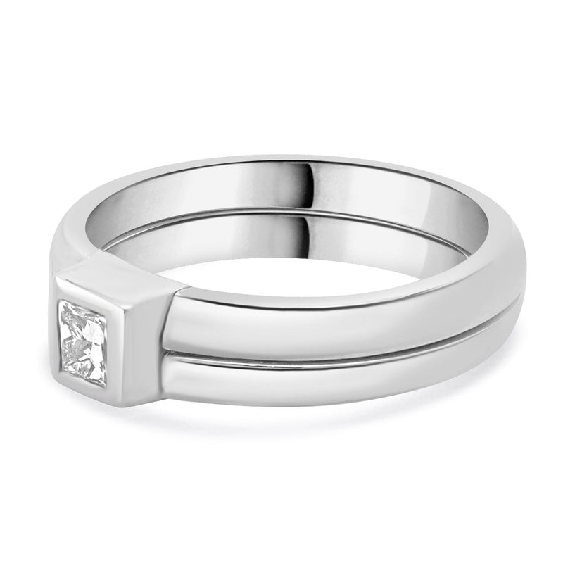Takohl 14 Karat White Gold Princess Cut Diamond Ring