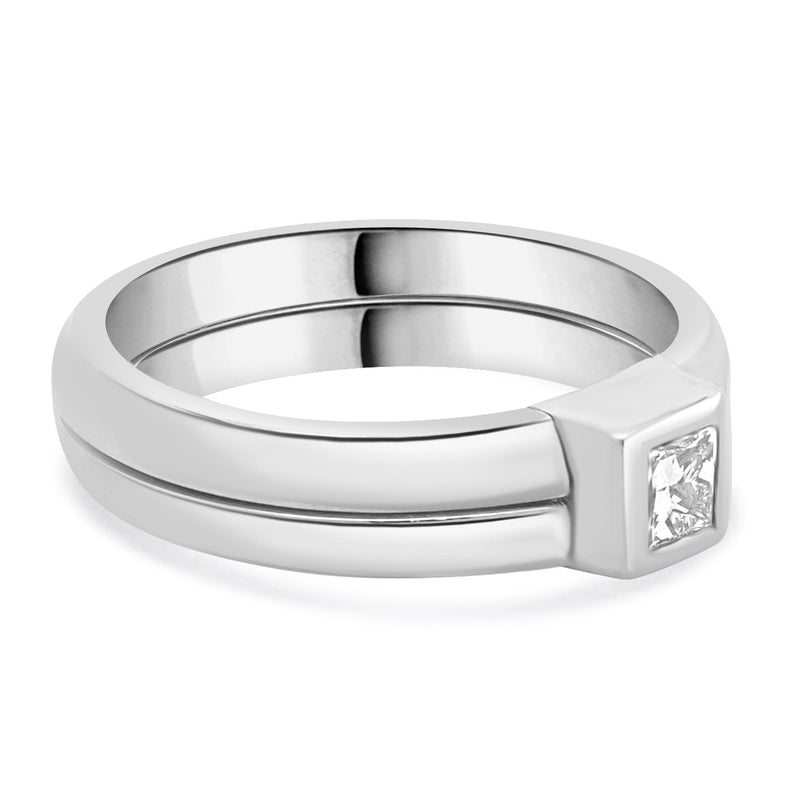 Takohl 14 Karat White Gold Princess Cut Diamond Ring