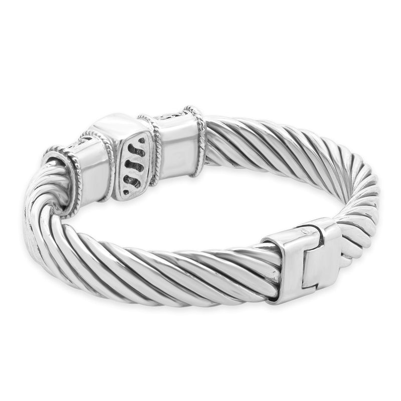 Flli Menegatti Sterling/18K Gold Blue Topaz Cable Bracelet