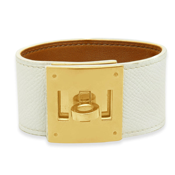 Hermes Kelly Dog Bracelet w/ White Leather Strap