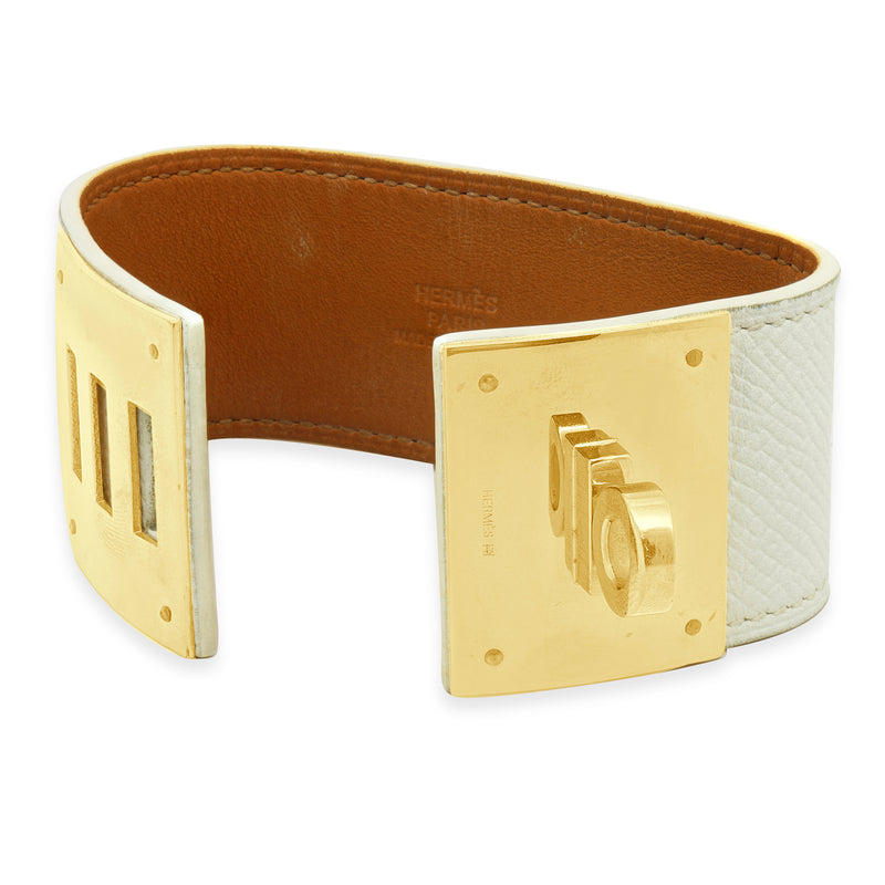 Hermes Kelly Dog Bracelet w/ White Leather Strap