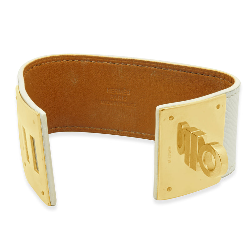 Hermes Kelly Dog Bracelet w/ White Leather Strap