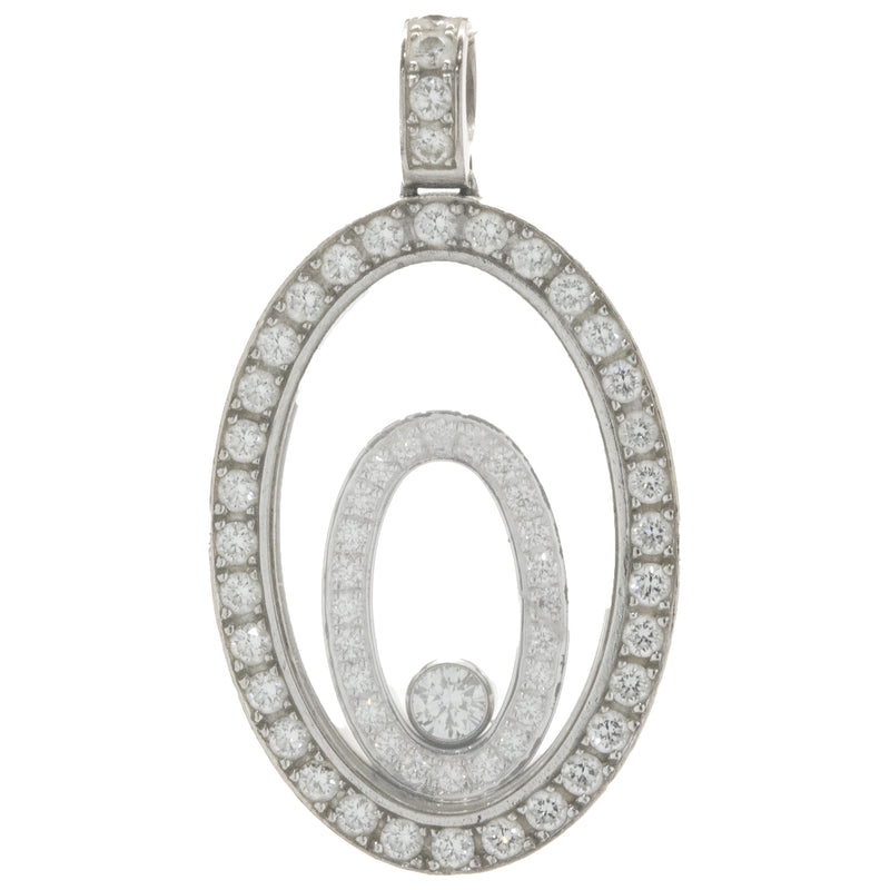 Chopard 18 Karat White Gold Happy Diamond Floating Pendant