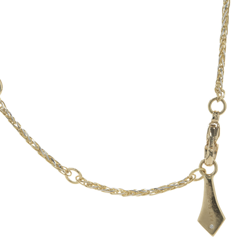 Kat Florence 18 Karat Yellow Gold Diamond Leaf Necklace