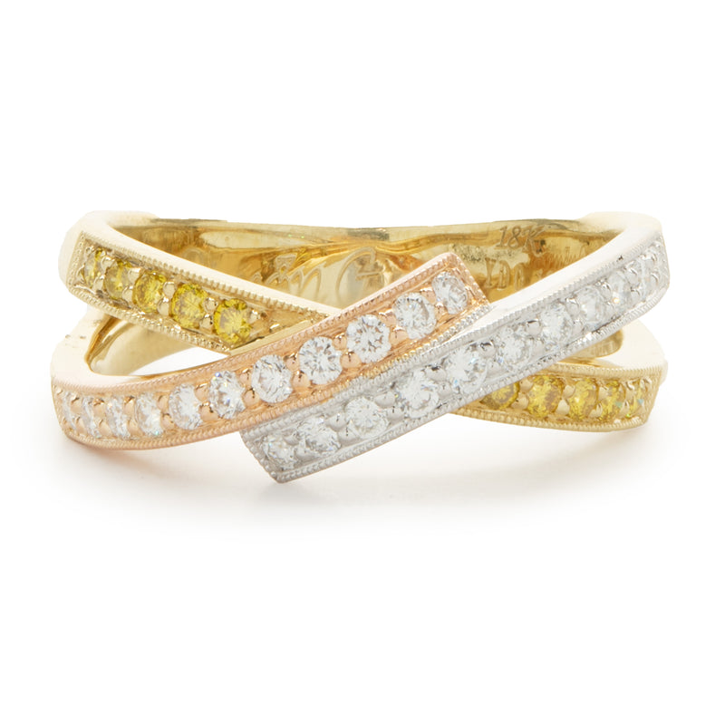 Simon G 18 Karat Tri-Tone Gold Diamond Band
