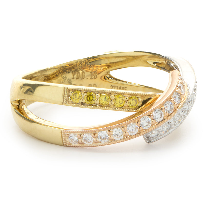 Simon G 18 Karat Tri-Tone Gold Diamond Band