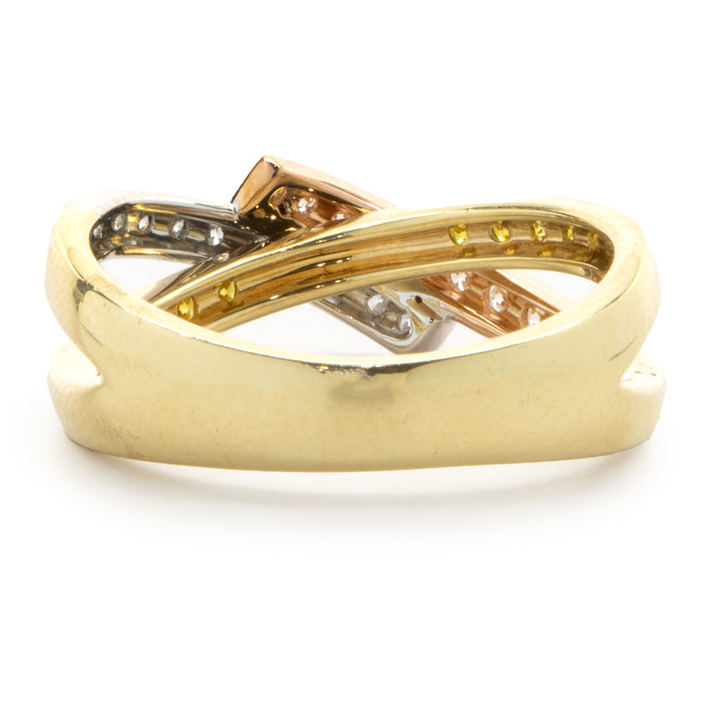 Simon G 18 Karat Tri-Tone Gold Diamond Band