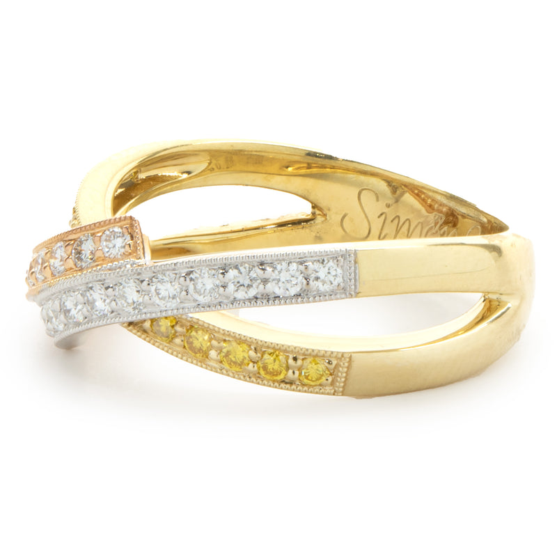 Simon G 18 Karat Tri-Tone Gold Diamond Band