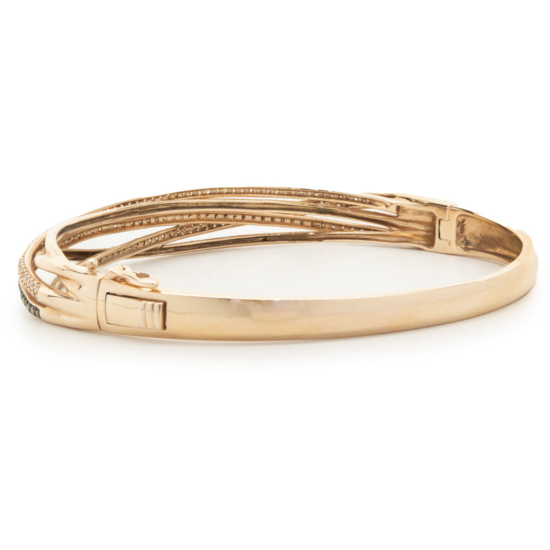 Effy 14 Karat Rose Gold Chocolate Diamond and Bypass Bangle Bracelet