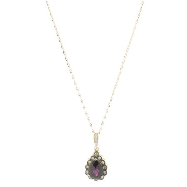 LeVian 14 Karat Rose Gold Garnet and Chocolate Diamond Necklace