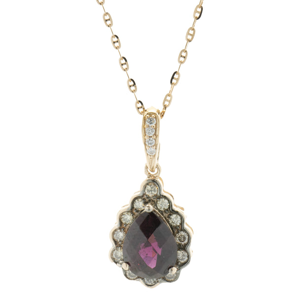 LeVian 14 Karat Rose Gold Garnet and Chocolate Diamond Necklace