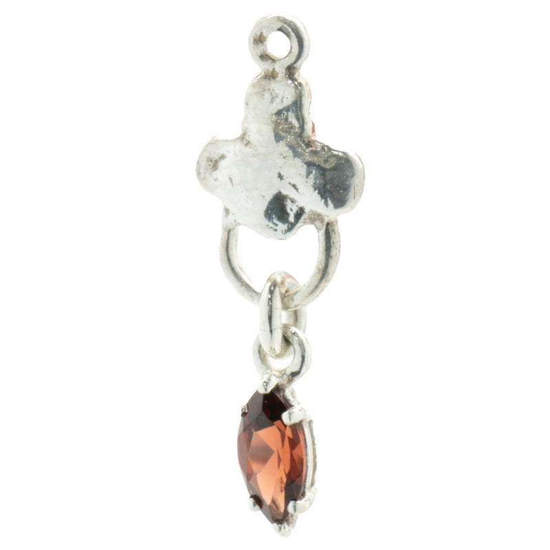 Lee Brevard Sterling Silver Garnet Maltese Cross Charm