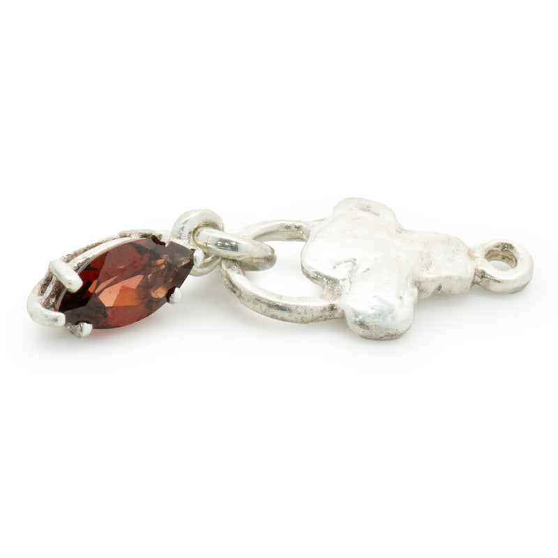 Lee Brevard Sterling Silver Garnet Maltese Cross Charm