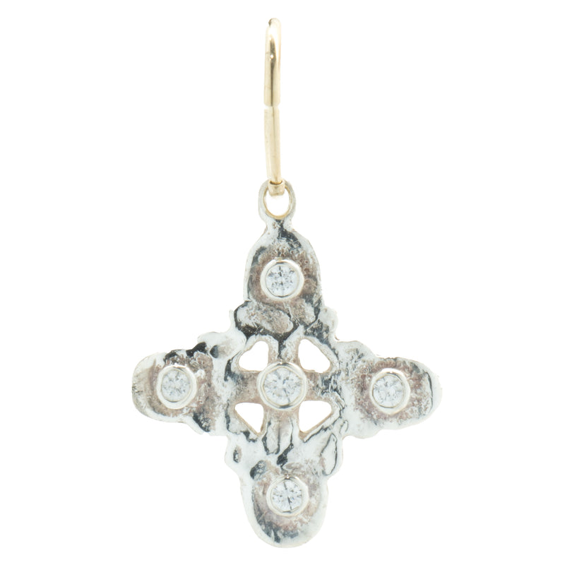 Lee Brevard Sterling Silver Five Stone Signature Cross Charm