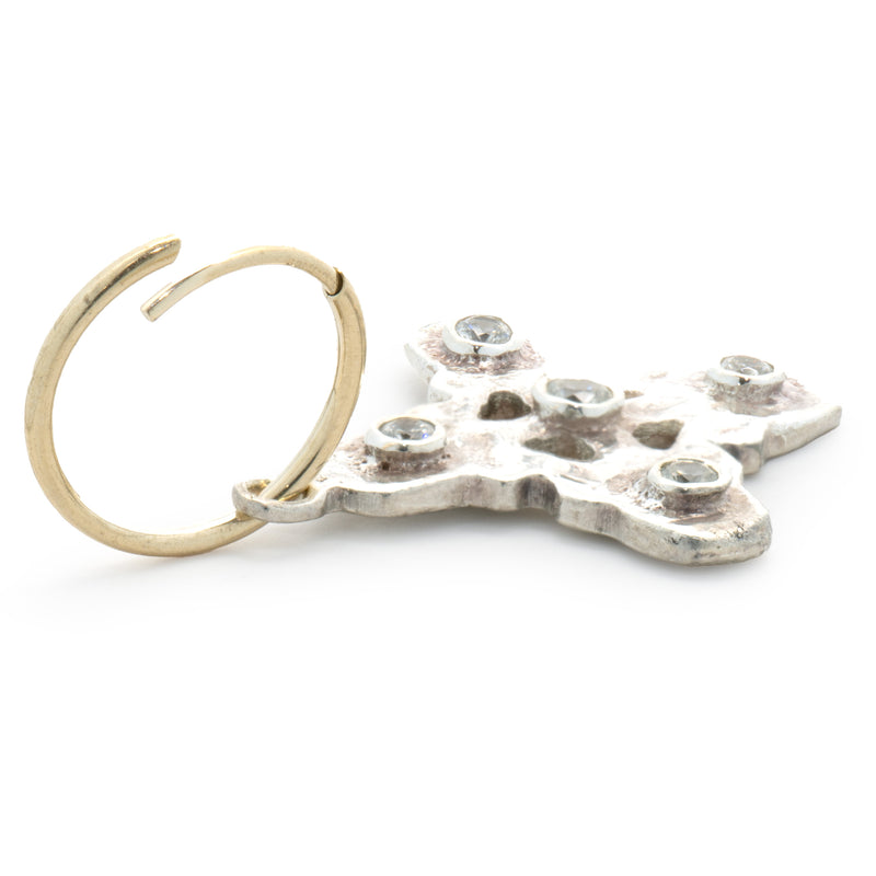 Lee Brevard Sterling Silver Five Stone Signature Cross Charm