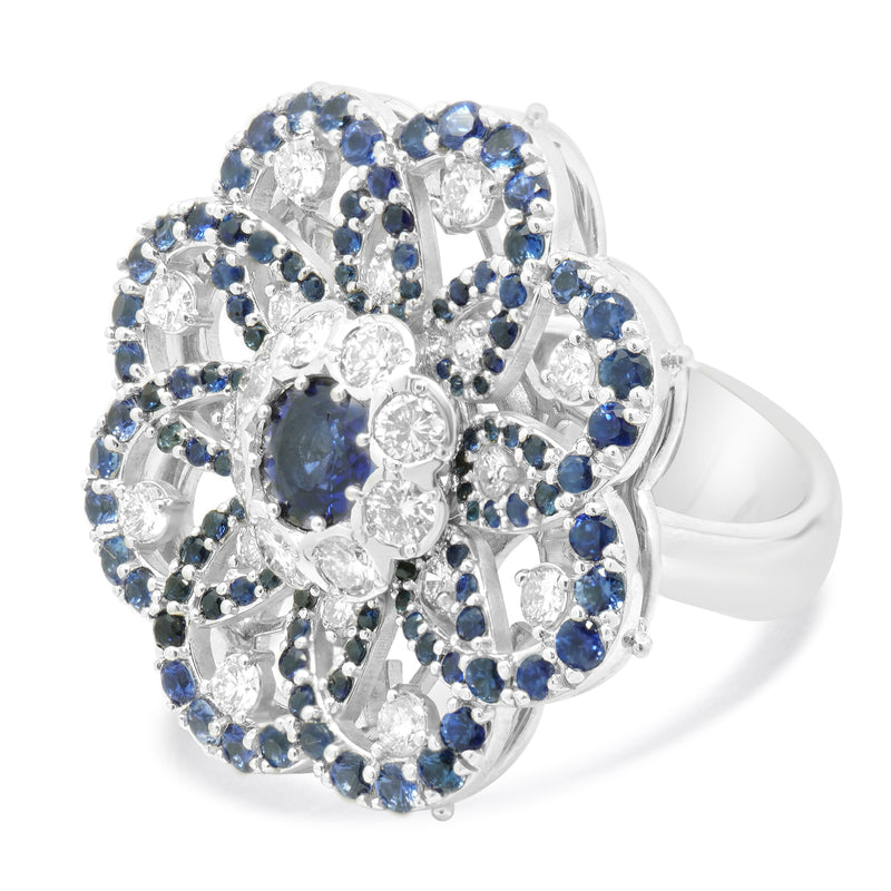 4.31 Carat Sapphire and Diamond 14k White Gold Cocktail Ring