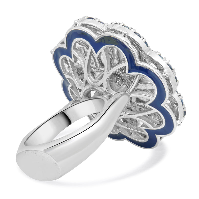 4.31 Carat Sapphire and Diamond 14k White Gold Cocktail Ring
