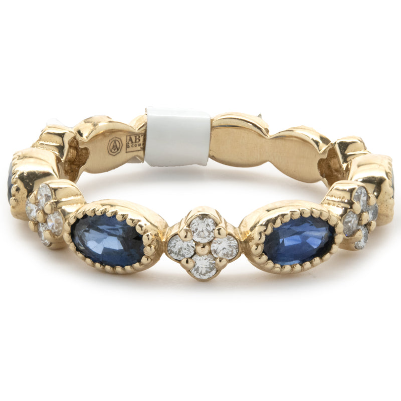 14 Karat Yellow Gold Diamond and Sapphire Star Band