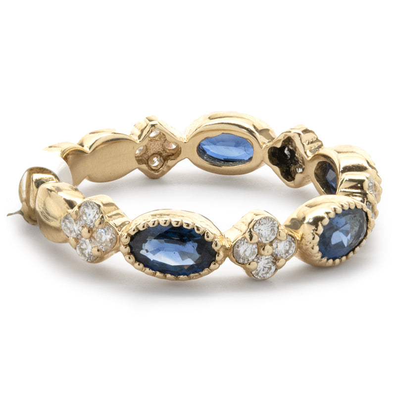 14 Karat Yellow Gold Diamond and Sapphire Star Band